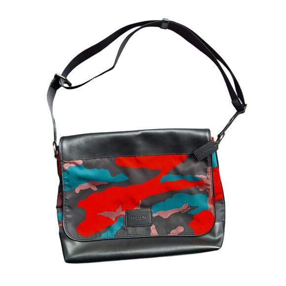 Coach signature flap messenger crossbody bag camouflage colorful large size - Picture 11 of 12